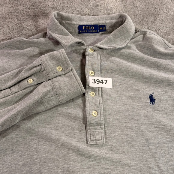 Polo Ralph Lauren Other - Polo Ralph Lauren Polo Shirt Men XXL Gray Long Sleeve Pique Cotton 3947
